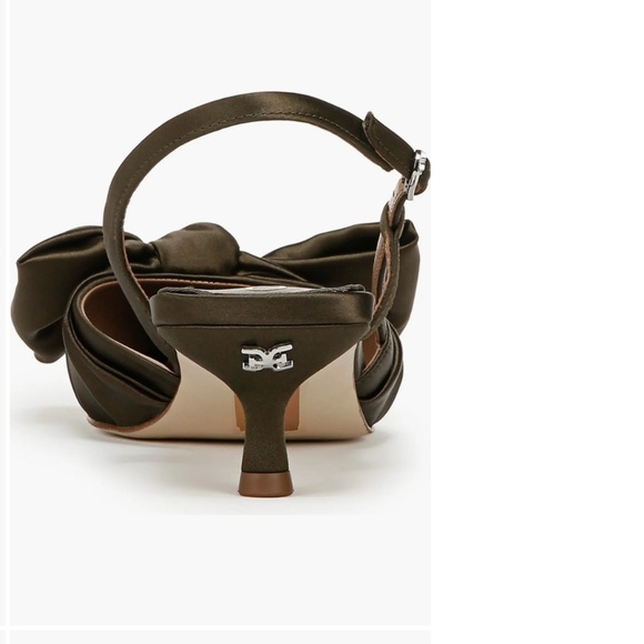 Sam Edelman Treena Bow Plissé Pointed Toe Kitten Heel Sandal - Picture 6 of 16